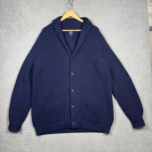 Gap Cardigan Sweater Mens Sz XL Navy Shawl Neck Heavyweight Thick Ribbed Chunky